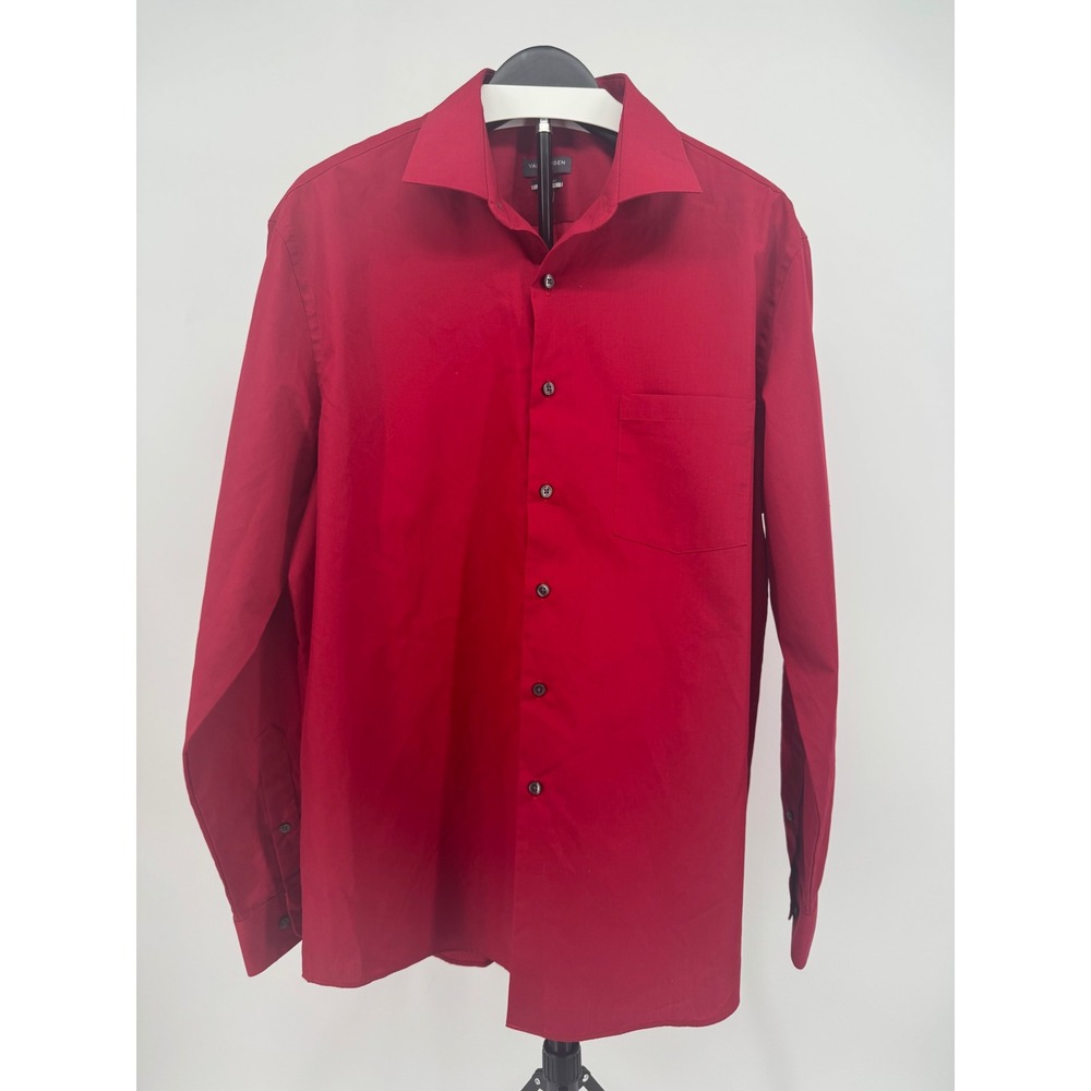 Van Heusen Flex Shirt Mens XL Regular Fit Long Sleeve Button Down Red RN 36543